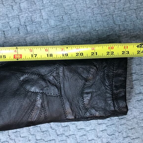 Leather Coat Mens Medium Black Belted Patchwork Trench Genuine Leather Overcoat - Picture 13 of 16